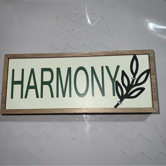 Other - Harmony Inspirational Quote Decorative Wooden Cream And Green Wooden Sign New